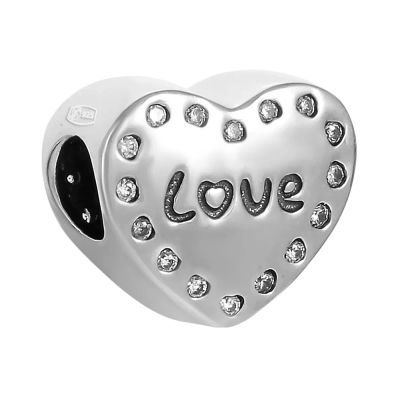 Лот: 23845168. Фото: 1. Подвеска-шарм Сердце LOVE из серебра... Бусы