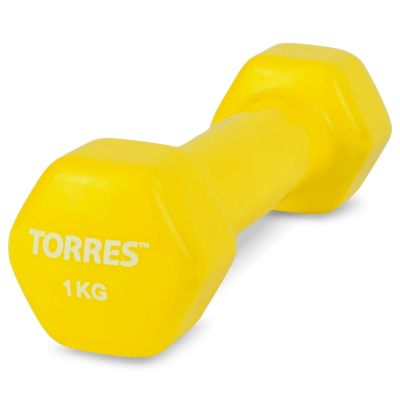 Лот: 22365303. Фото: 1. Гантель 1 кг Torres металл в виниловой... Гантели