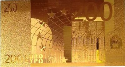 Лот: 20242744. Фото: 1. 200 евро . Золотое напыление 24К... Частные выпуски, копии банкнот