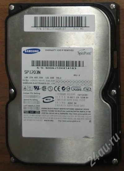 Лот: 588965. Фото: 1. Жесткий диск 120Gb IDE Samsung... Жёсткие диски (HDD)