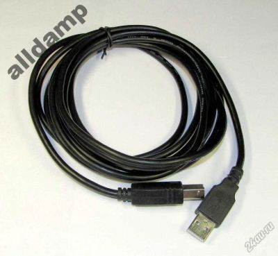 Лот: 5846449. Фото: 1. Кабель USB, 3 метра, черный. Шлейфы, кабели, переходники