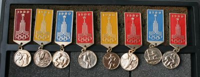 Лот: 3416303. Фото: 1. Значки "Олимпиада-80" (8 шт.). Юбилейные