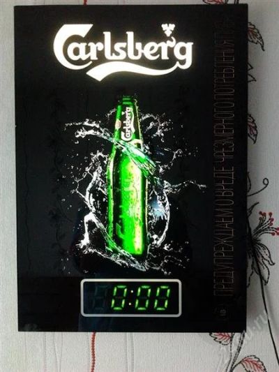 Лот: 2875627. Фото: 1. электронные часы-ночник carlsberg... Часы настенные, настольные