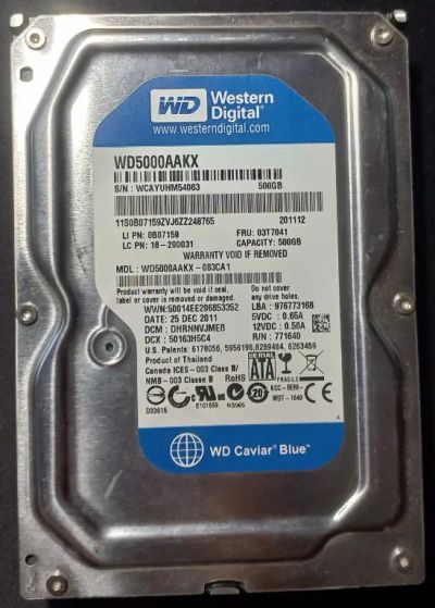 Лот: 20870150. Фото: 1. Жёсткий диск Western Digital WD5000AAKX. Жёсткие диски (HDD)