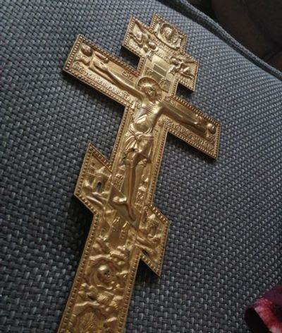 Лот: 16558005. Фото: 1. Крест распятие! 19й век, огневое... Предметы интерьера и быта