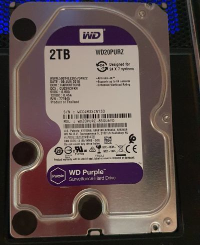 Лот: 19444979. Фото: 1. Жёсткий диск WD Purple 2Tb. Жёсткие диски (HDD)