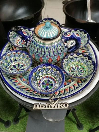 Лот: 16762374. Фото: 1. Набор Узбекский посуды синий. Тарелки, блюда, салатники