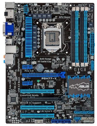 Лот: 6425562. Фото: 1. Игровая материнка ASUS P8H77-V... Материнские платы