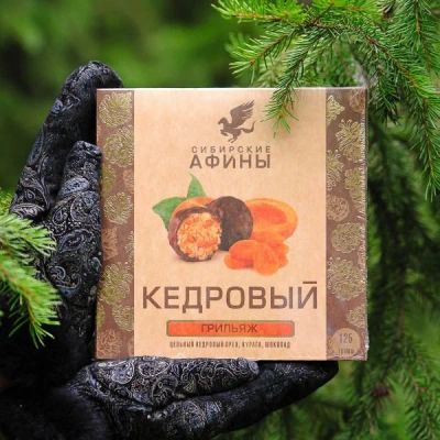 Лот: 13511327. Фото: 1. Кедровый грильяж с курагой 125... Шоколад, конфеты