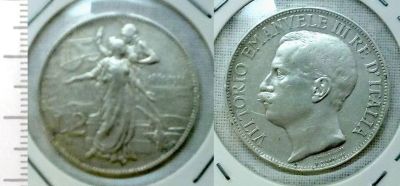 Лот: 8272856. Фото: 1. Италия. 2 лиры 1911 (серебро... Европа