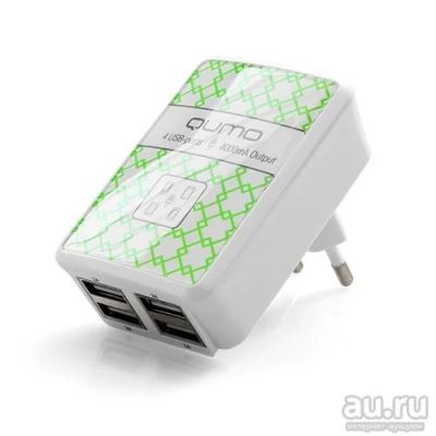 Лот: 13792378. Фото: 1. СЗУ USB Qumo (220В-&gt;4USB, 4А... Зарядные устройства
