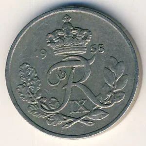 Лот: 9690529. Фото: 1. 10 эре 1955 год. Дания. Блеск. Европа