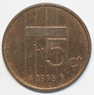 Лот: 8301287. Фото: 1. 5 центов 1993 год. Нидерланды. Европа