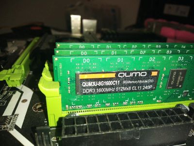 Лот: 16953279. Фото: 1. QUMO DDR3 3*8GB 24gb qum3u-8g1600c11. Оперативная память