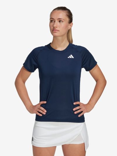 Лот: 22441664. Фото: 1. Футболка женская adidas, Синий. Другое (спортивная одежда)