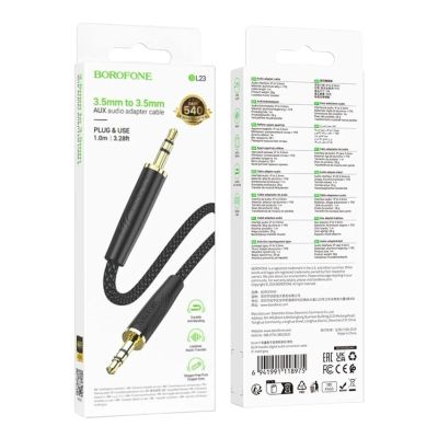 Лот: 25795189. Фото: 1. Кабель BOROFONE AUX BL23 Black. Шнуры, кабели, разъёмы