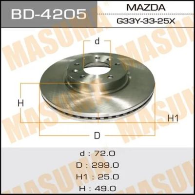 Лот: 18591090. Фото: 1. Диск тормозной masuma front mazda6... Ходовая, подвеска, рулевое управление