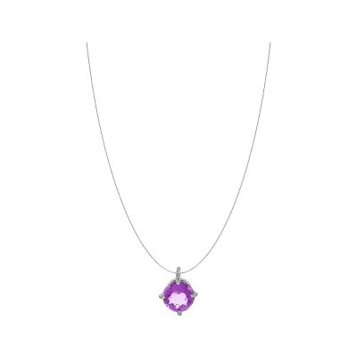 Лот: 23827663. Фото: 1. Серебряное колье на леске с аметистом. Цепочки