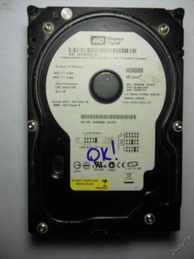 Лот: 5795049. Фото: 1. Жесткий диск WD 80Gb IDE рабочий... Жёсткие диски (HDD)