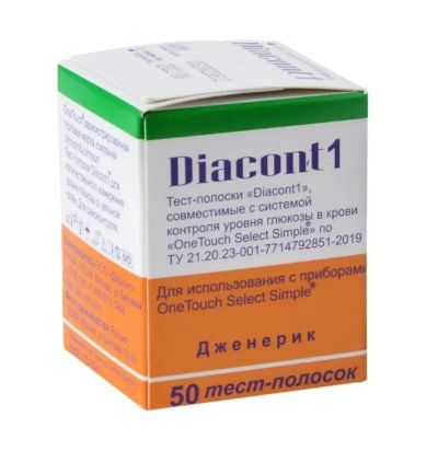 Лот: 25580439. Фото: 1. Diacont 1 Тест-полоски для глюкометра... Лекарства
