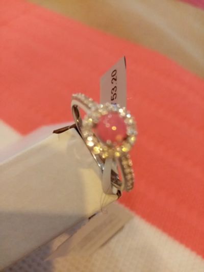 Лот: 21060576. Фото: 1. розовый опал из Эфиопии. кольцо... Кольца, перстни