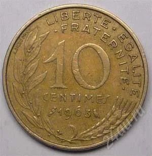 Лот: 1452905. Фото: 1. Франция. 10 сантим 1963г. Европа