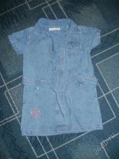 Лот: 1421504. Фото: 1. джинсовое платье с пояском 1-2года. Платья, сарафаны