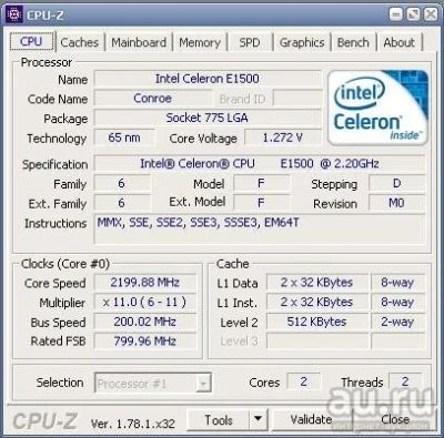 Лот: 9277702. Фото: 1. Celeron Dual-Core E1500 2.2 GHz... Процессоры