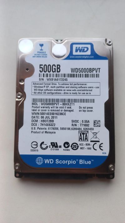 Лот: 19938075. Фото: 1. Жесткий диск WD 500 Gb. Жёсткие диски (HDD)