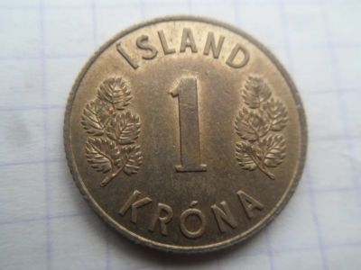 Лот: 21442639. Фото: 1. Исландия 1 крона 1970. Европа