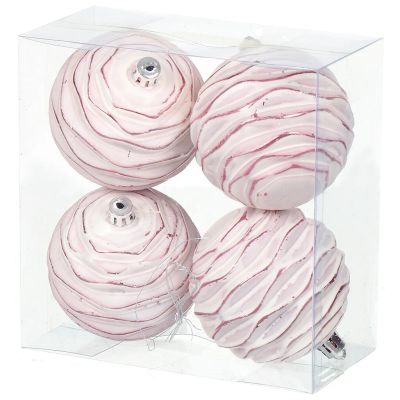 Лот: 24095746. Фото: 1. Елочный шар 4 шт, rose pink, 8... Гирлянды, шарики, новогодние аксессуары