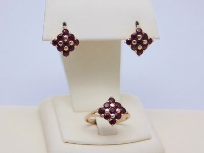 Лот: 12255561. Фото: 1. КОМПЛЕКТ: ЗОЛОТЫЕ СЕРЬГИ, КОЛЬЦО... Комплекты изделий
