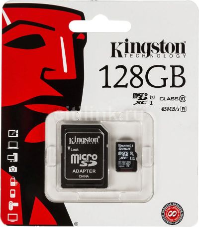 Лот: 9906695. Фото: 1. Карта памяти microSDxc UHS-I Kingston... Карты памяти