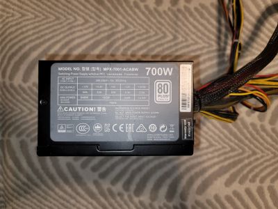 Лот: 16998635. Фото: 1. Блок питания Cooler master masterwatt... Корпуса, блоки питания