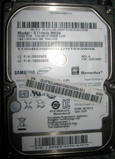 Лот: 1088955. Фото: 1. 1 Tb Samsung/Seagate Momentus... Жёсткие диски (HDD)