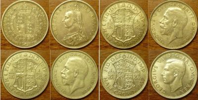 Лот: 12780028. Фото: 1. 12 серебряных монет пол кроны... Европа