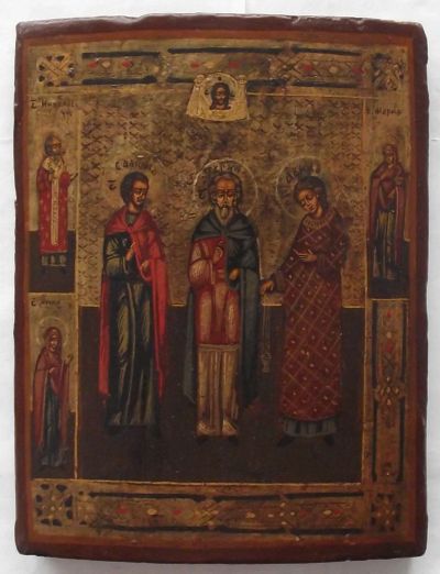 Лот: 12579396. Фото: 1. икона избранные Святые Гурий,Самон... Иконы