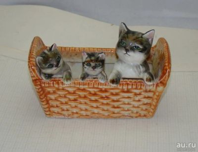 Лот: 17055310. Фото: 1. Лоточек фаянсовый старинный Котята... Фарфор, керамика