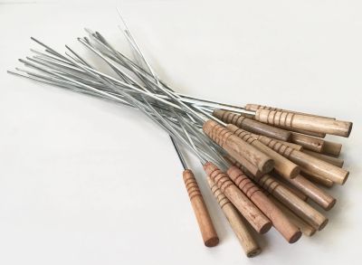 Лот: 12578370. Фото: 1. Шампуры 24 штуки с деревянной... Мангалы, грили, коптильни