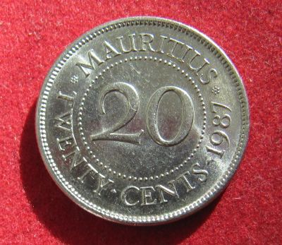 Лот: 19531988. Фото: 1. Маврикий 20 центов, 1987 г. Остальные страны