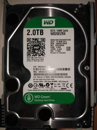 Лот: 12835940. Фото: 1. Жесткий диск WD 2TB WD20EZRX. Жёсткие диски (HDD)