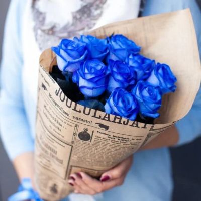 Лот: 4508713. Фото: 1. Синие розы, большой бутон в Красноярске... Свежие цветы
