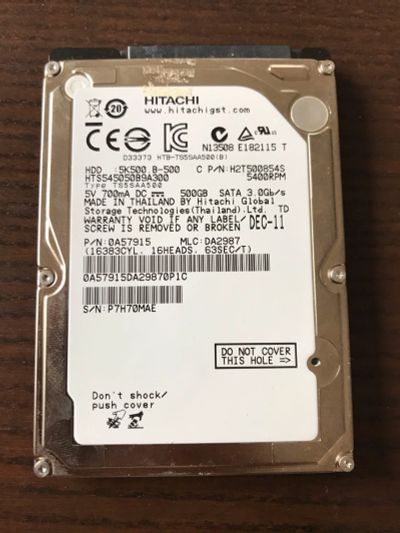 Лот: 17720131. Фото: 1. Жесткий диск 500Gb 2.5. Жёсткие диски (HDD)