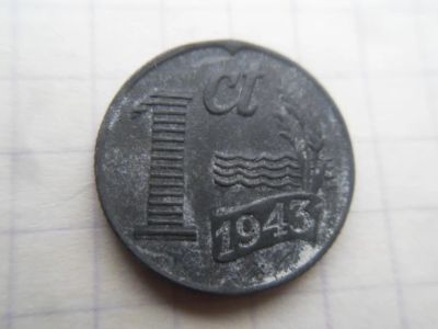 Лот: 21172536. Фото: 1. Нидерланды 1 цент 1943. Европа