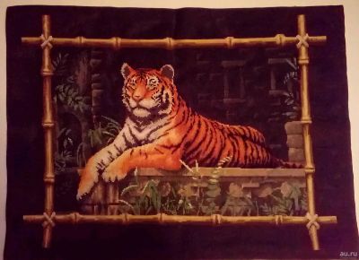 Лот: 18065025. Фото: 1. Готовая вышивка крестом тигр. Вышивание