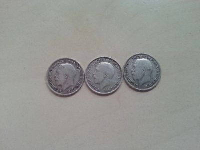 Лот: 5273901. Фото: 1. 3 пенса 1916,1917,1918 серебро... Великобритания и острова