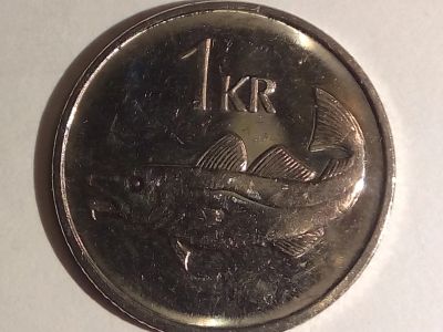 Лот: 14548828. Фото: 1. Монета Исландии 1 крона. Европа