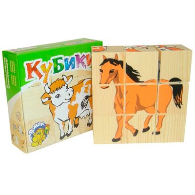 Лот: 4962489. Фото: 1. Кубики 9 шт. Домашние животные... Развивающие