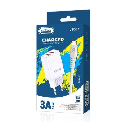 Лот: 22144411. Фото: 1. СЗУ JOKADE JB024 2*USB + microUSB... Зарядные устройства, блоки питания, адаптеры сетевые для смартфонов