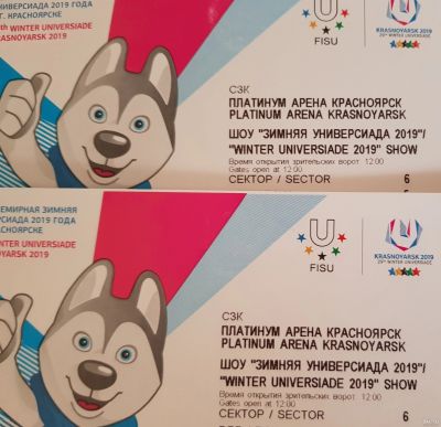 Лот: 13214377. Фото: 1. Билеты на универсиаду 2019. Шоу... Открытки, конверты